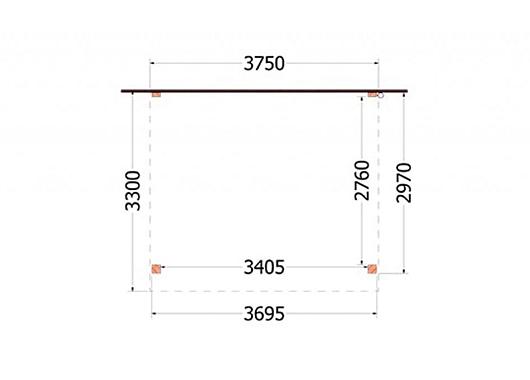 Aanbouwveranda Ancona 3750x3300x2600mm (bxdxh)    52.1012