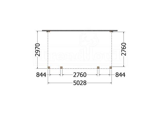 Aanbouwveranda Modena 5050x3000x2700mm (bxdxh)    52.7220
