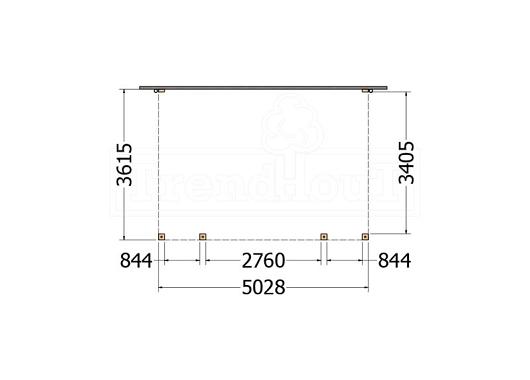 Aanbouwveranda Modena 5050x3650x2700mm (bxdxh)    52.7282
