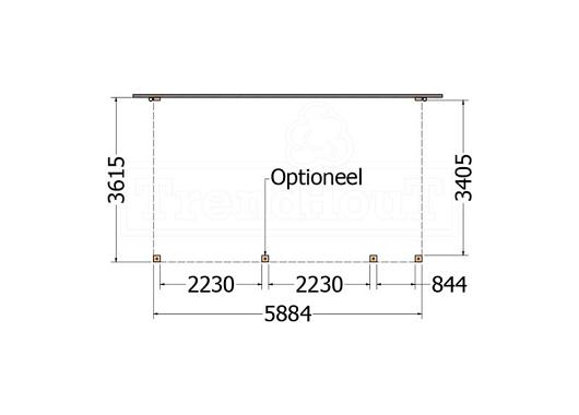 Aanbouwveranda Modena 5900x3650x2700mm (bxdxh) rechts    52.7292