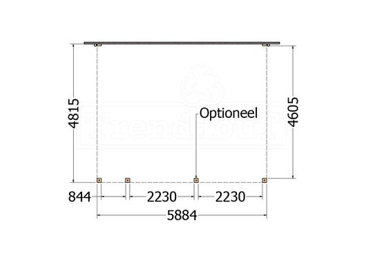Aanbouwveranda Modena 5900x4850x2700mm (bxdxh) links    52.7352