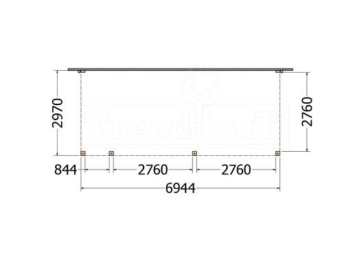 Aanbouwveranda Modena 6950x3000x2700mm (bxdxh) links    52.7238