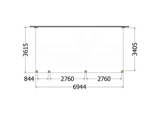 Aanbouwveranda Modena 6950x3650x2700mm (bxdxh) links    52.7300