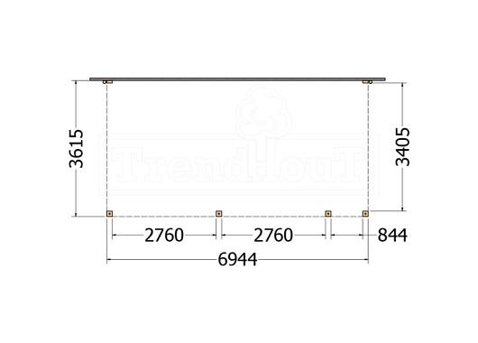 Aanbouwveranda Modena 6950x3650x2700mm (bxdxh) rechts    52.7302