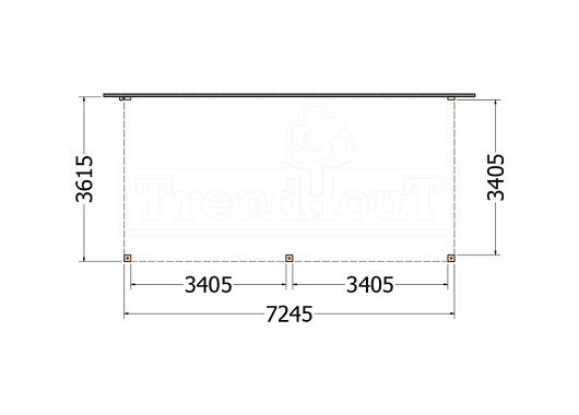 Aanbouwveranda Modena 7250x3650x2700mm (bxdxh)    52.7306