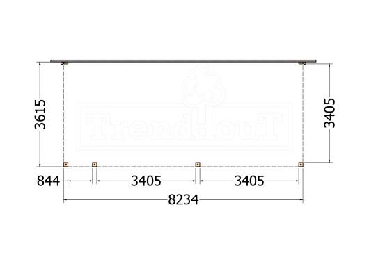 Aanbouwveranda Modena 8250x3650x2700mm (bxdxh) links    52.7312