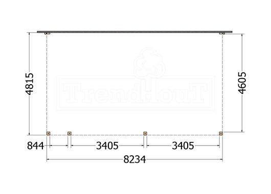 Aanbouwveranda Modena 8250x4850x2700mm (bxdxh) links    52.7374