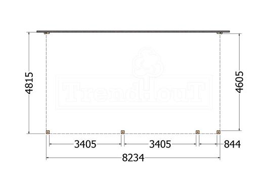 Aanbouwveranda Modena 8250x4850x2700mm (bxdxh) rechts    52.7376