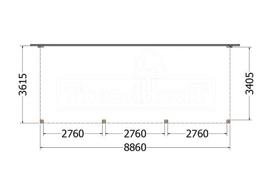 Aanbouwveranda Modena 8900x3650x2700mm (bxdxh)    52.7316