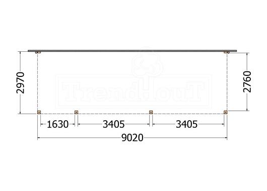 Aanbouwveranda Modena 9050x3000x2700mm (bxdxh) links    52.7256