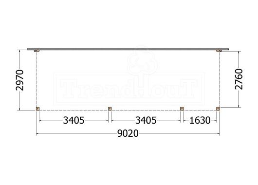 Aanbouwveranda Modena 9050x3000x2700mm (bxdxh) rechts    52.7258
