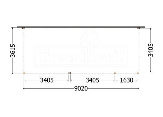 Aanbouwveranda Modena 9050x3650x2700mm (bxdxh) rechts    52.7320