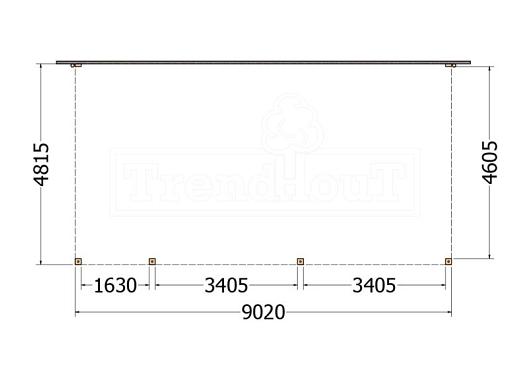 Aanbouwveranda Modena 9050x4850x2700mm (bxdxh) links    52.7380