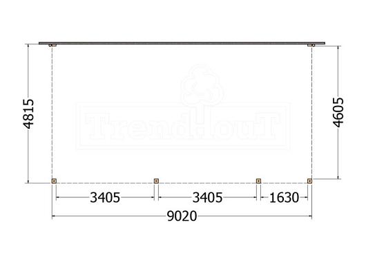 Aanbouwveranda Modena 9050x4850x2700mm (bxdxh) rechts    52.7382
