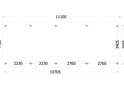 Buitenverblijf Zadeldak XL 11100x4400x4250mm (bxdxh)    52.1179