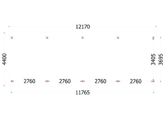 Buitenverblijf Zadeldak XL 12170x4400x4250mm (bxdxh)    52.6148