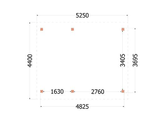 Buitenverblijf Zadeldak XL 5250x4400x4250mm (bxdxh)    52.1135