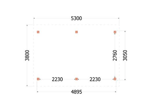 Buitenverblijf Zadeldak XL 5300x3800x3950mm (bxdxh)    52.1136