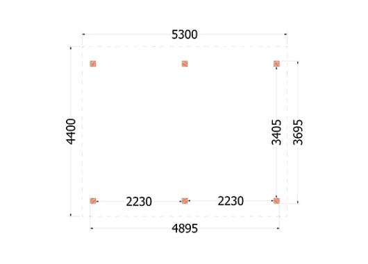 Buitenverblijf Zadeldak XL 5300x4400x4250mm (bxdxh)    52.1138