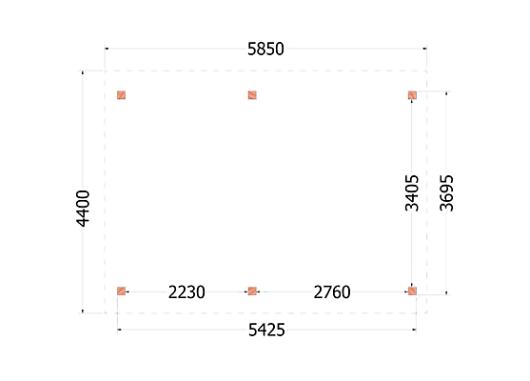 Buitenverblijf Zadeldak XL 5850x4400x4250mm (bxdxh)    52.1141