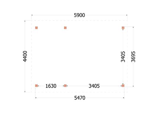 Buitenverblijf Zadeldak XL 5900x4400x4250mm (bxdxh)    52.1144