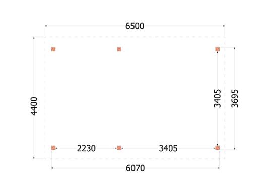 Buitenverblijf Zadeldak XL 6500x4400x4250mm (bxdxh)    52.1149