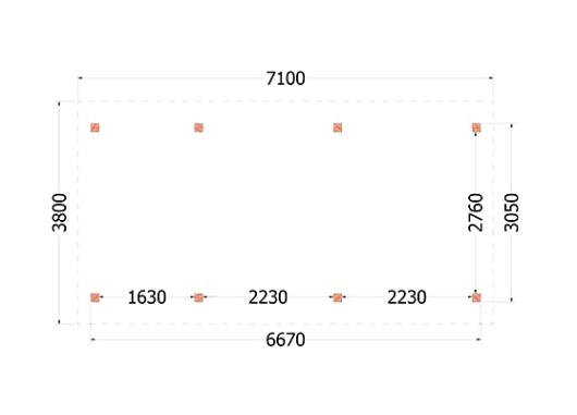 Buitenverblijf Zadeldak XL 7100x3800x3950mm (bxdxh)    52.1153
