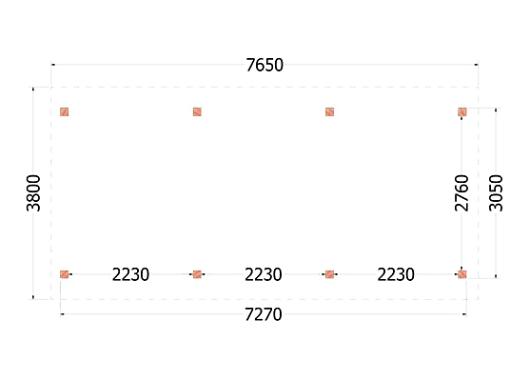 Buitenverblijf Zadeldak XL 7650x3800x3950mm (bxdxh)    52.1156