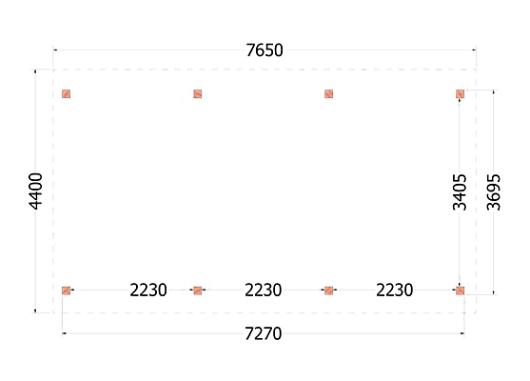 Buitenverblijf Zadeldak XL 7650x4400x4250mm (bxdxh)    52.1158