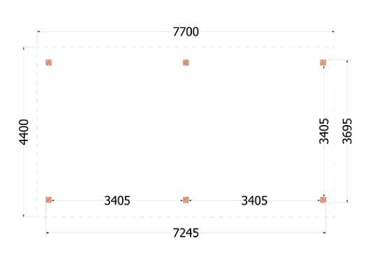 Buitenverblijf Zadeldak XL 7700x4400x4250mm (bxdxh)    52.1161