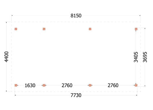 Buitenverblijf Zadeldak XL 8150x4400x4250mm (bxdxh)    52.1164