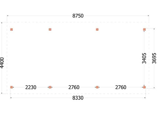 Buitenverblijf Zadeldak XL 8750x4400x4250mm (bxdxh)    52.1170