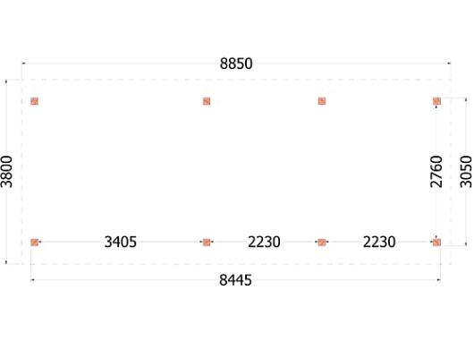Buitenverblijf Zadeldak XL 8850x3800x3950mm (bxdxh)    52.1171