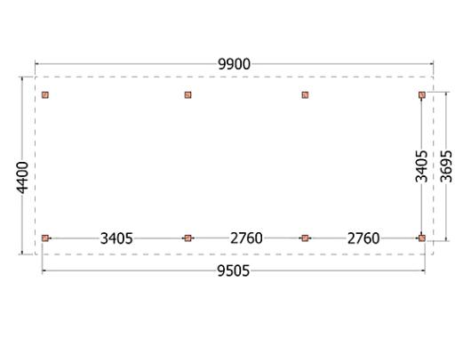 Buitenverblijf Zadeldak XL 9900x4400x4250mm (bxdxh)    52.1178