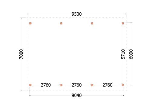 Buitenverblijf Zadeldak XXL 9500x7000x5000mm (bxdxh)    52.1184