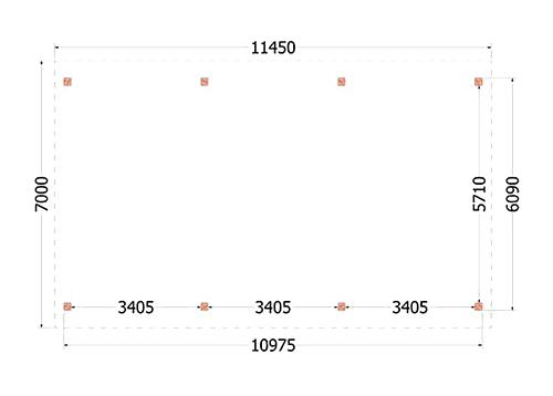 Buitenverblijf Zadeldak XXL 11450x7000x5000mm (bxdxh)    52.1185