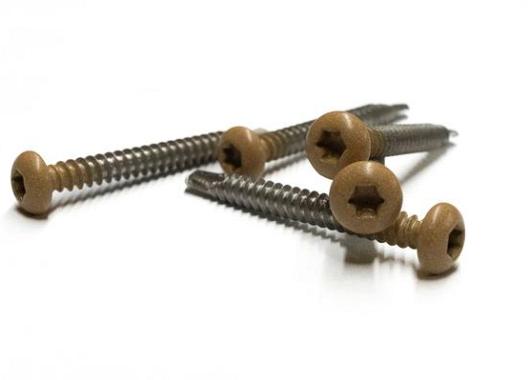 RVS schroef met gekleurde top voor NTW Castellation PRO, set a 50 stuks incl. bit, Red Cedar.   1063915