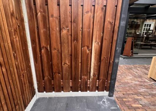 Scherm 19-21planks RV Bruin geimpregneerd 180x180   150206N