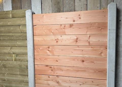 Douglas plankenscherm blokhutprofiel inclusief afdekkap 187 x 224 cm, onbehandeld.   W31672