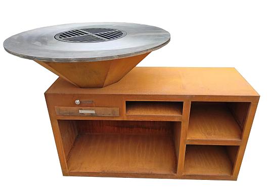 BBQ cortenstaal Ø85cm x  130 x 100cm BBQ-04