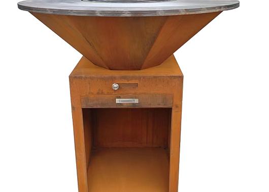 BBQ Cortenstaal Ø85cm x 100cm (vierkant) BBQ-02