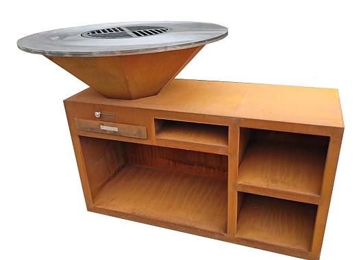 BBQ cortenstaal Ø85cm x  130 x 100cm BBQ-04