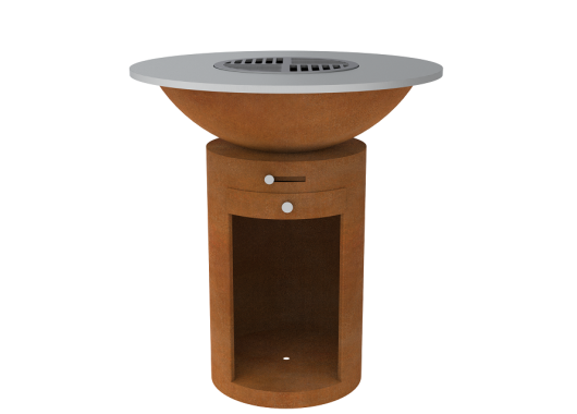 BBQ Cortenstaal  Ø85cm x 100cm (cilinder/lage schaal) BBQ-08