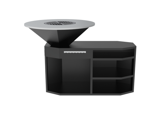 BBQ zwart staal Ø85 x 130 x 100cm Octagonaal BBQ-09