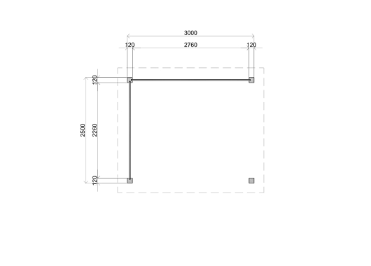 Lugarde veranda Laren 300x250cm  - 28mm - platdak 