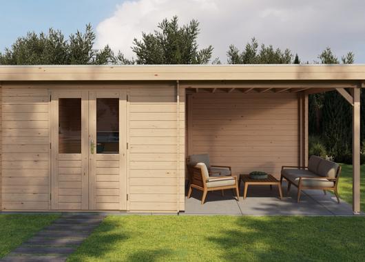 Lugarde Blokhut met overkapping Tiel 300x400cm + 300cm