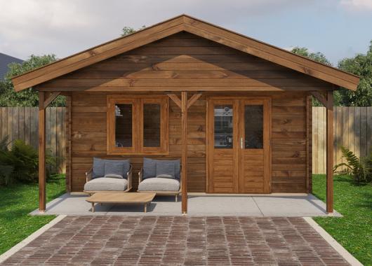 Lugarde Blokhut met overkapping Heerde 500x300cm + 200cm 