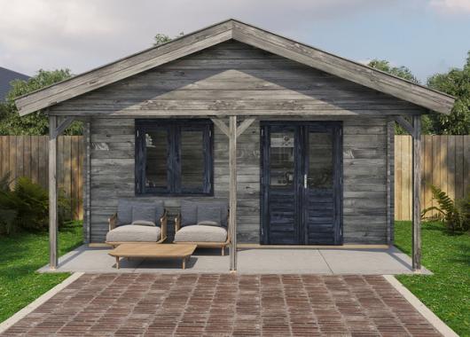 Lugarde Blokhut met overkapping Heerde 500x300cm + 200cm 