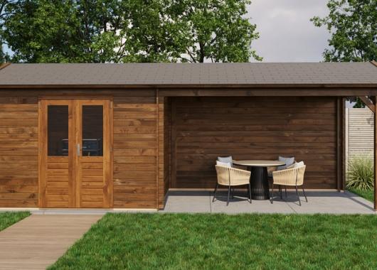 Lugarde Blokhut met overkapping Borne 300x250cm + 400cm 