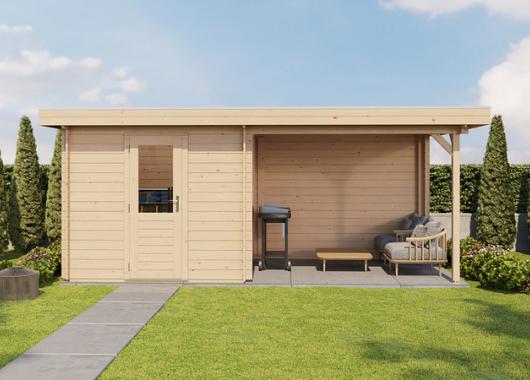 Lugarde Blokhut met overkapping Deventer 250x250cm + 300cm 